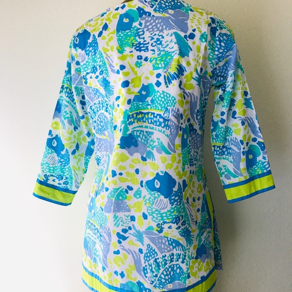 SALE! GRETCHEN SCOTT Tropical Resortwear TUNIC TOP XS - Picture 5 of 8